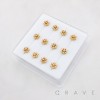 DIMENSIONAL FLORAL MULTI CZ CLUSTER POLISH 316L SURGICAL STEEL L-SHAPE NOSE BOX